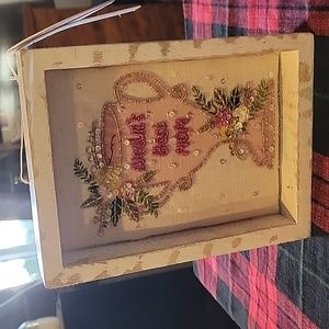 5 For 25.00"Mom"Fabric,beaded Art Picture,NWT